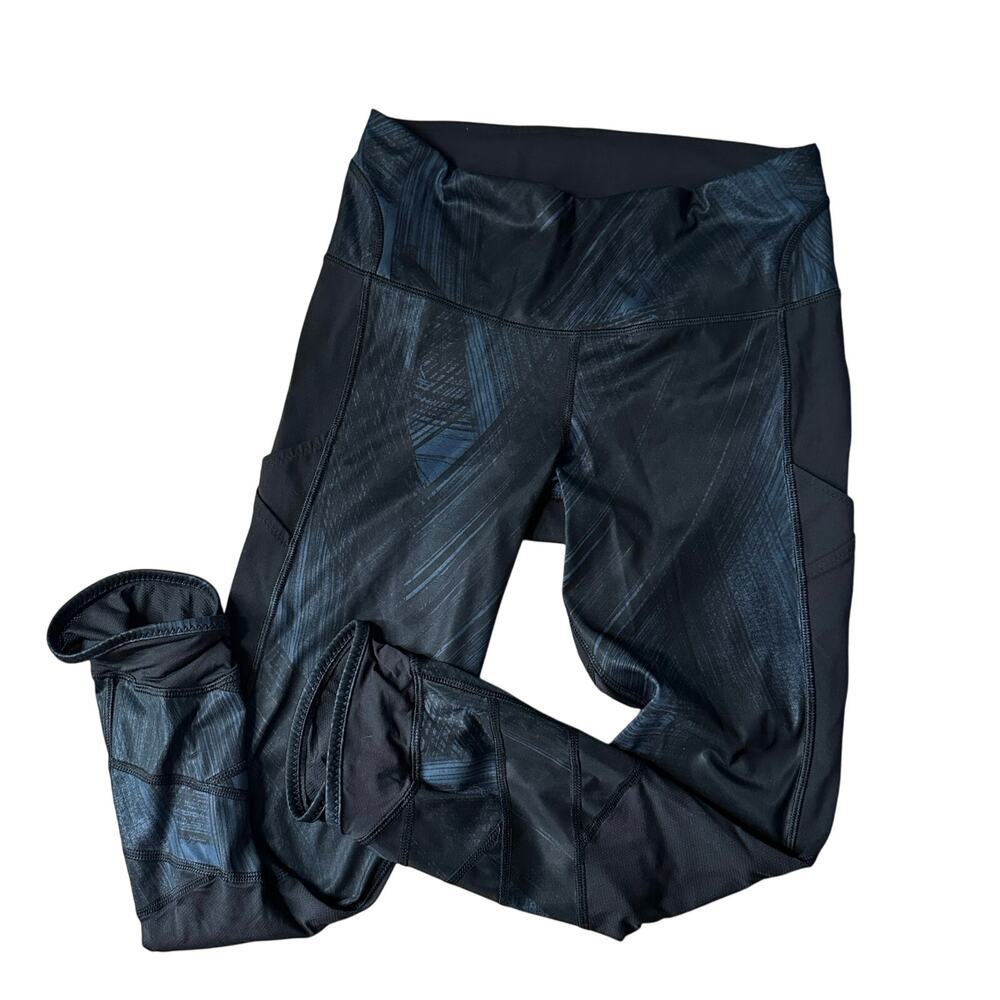 Lululemon size 6 side pocket workout running leggings abstract pattern womens